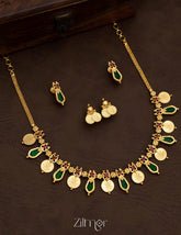 PP101638 - Gold tone Lakshmi coin & Nagapadam Necklace with Earrings set 3-Zilmor